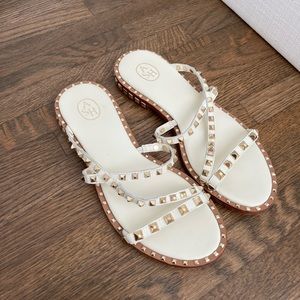 Ash White Peace Studded Leather Slide